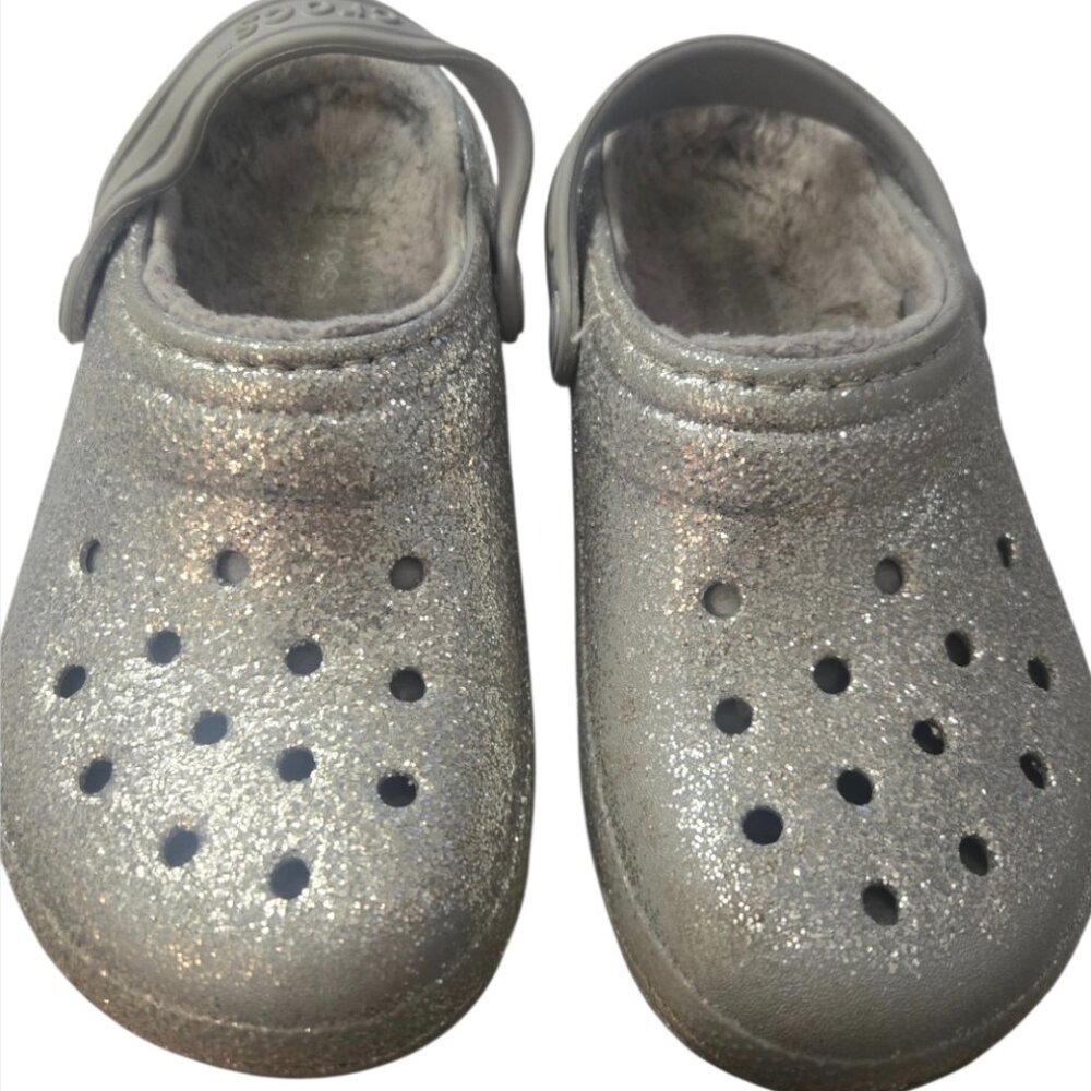Crocs Kids Silver Glitter Lined Size C13